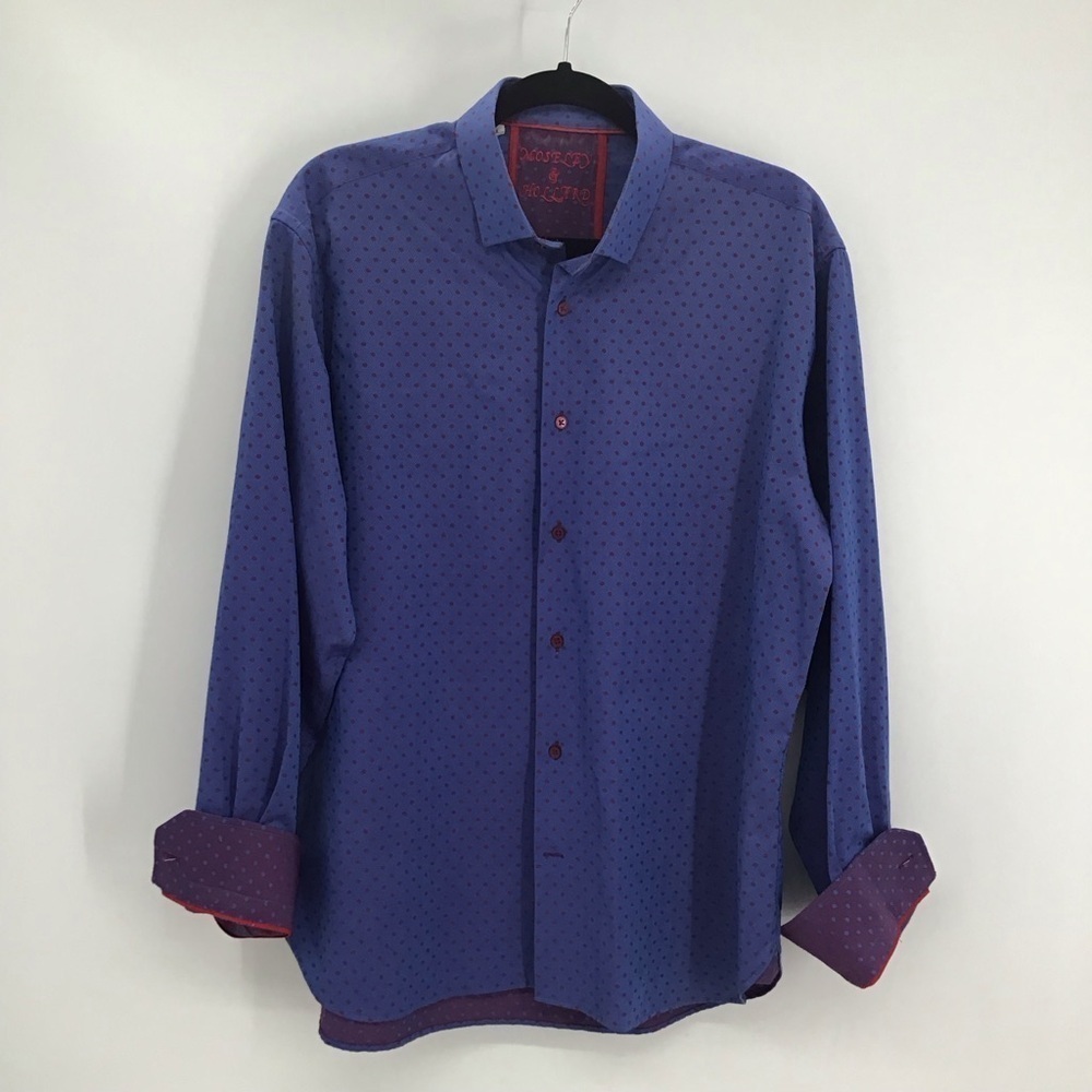 Luchiano Visconti - Mosley & Hollard Men’s Button-Down Casual Shirt Blue Size L